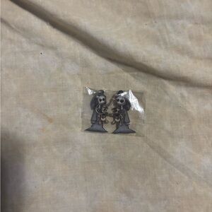 Skull Girl Mirror Charm Earrings - Black and Silver